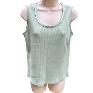 Jason Maxwell | Large Womens Greenish Grey Ribbed Tank Top Mermaidcore Business